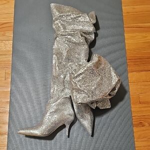 Silver Women's Thigh-High Boots